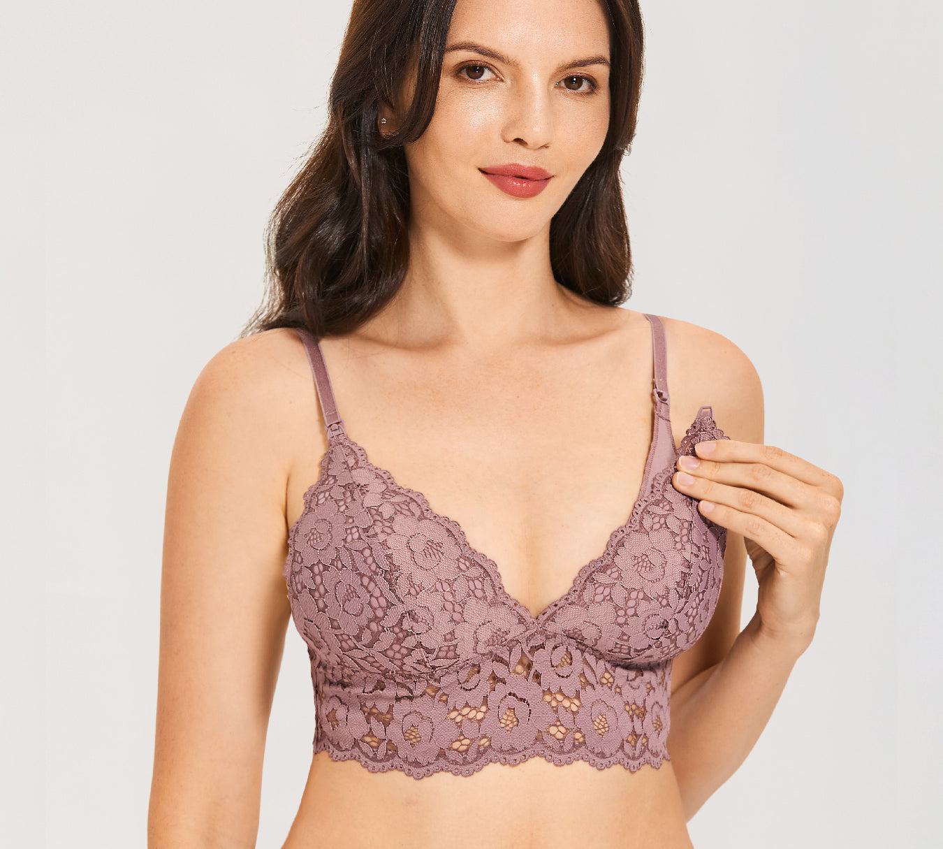 Women's Lace Nursing Bralette Rose Brown