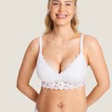 Women's Supportive Lace Nursing Bralette Snow White