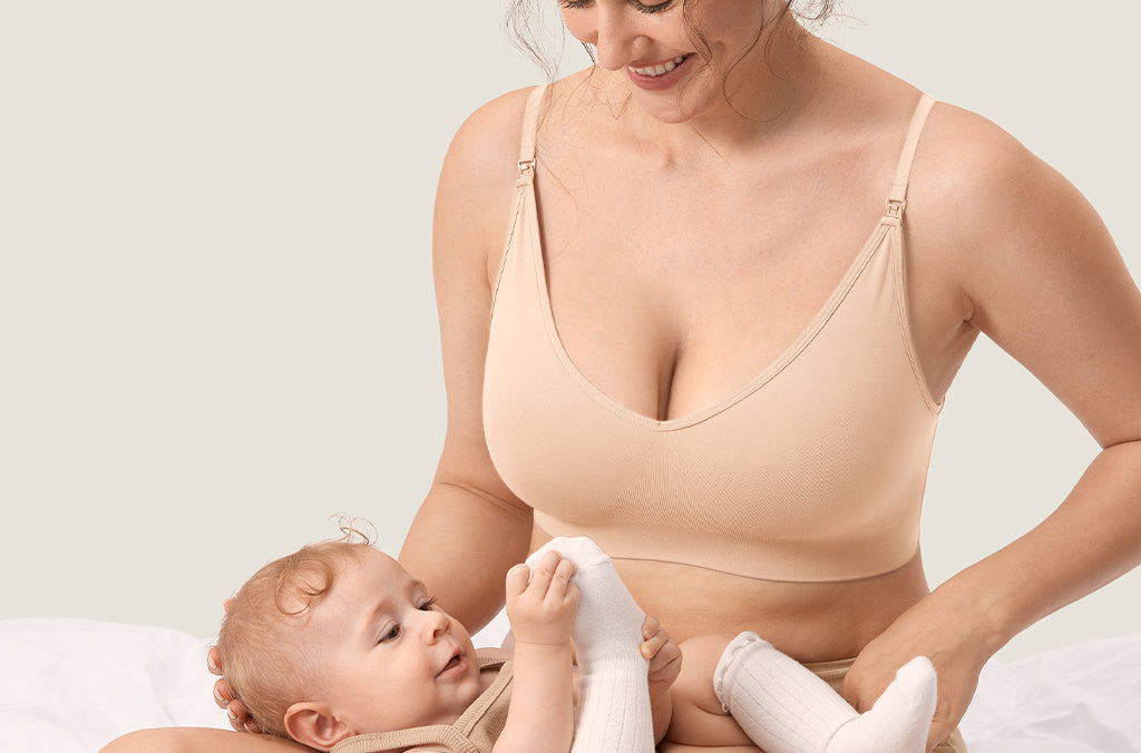 Women's Seamless Soft Knit Nursing Bra Beige