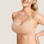 Women's Ribbed Scoop Nursing Bralette Gravel Beige