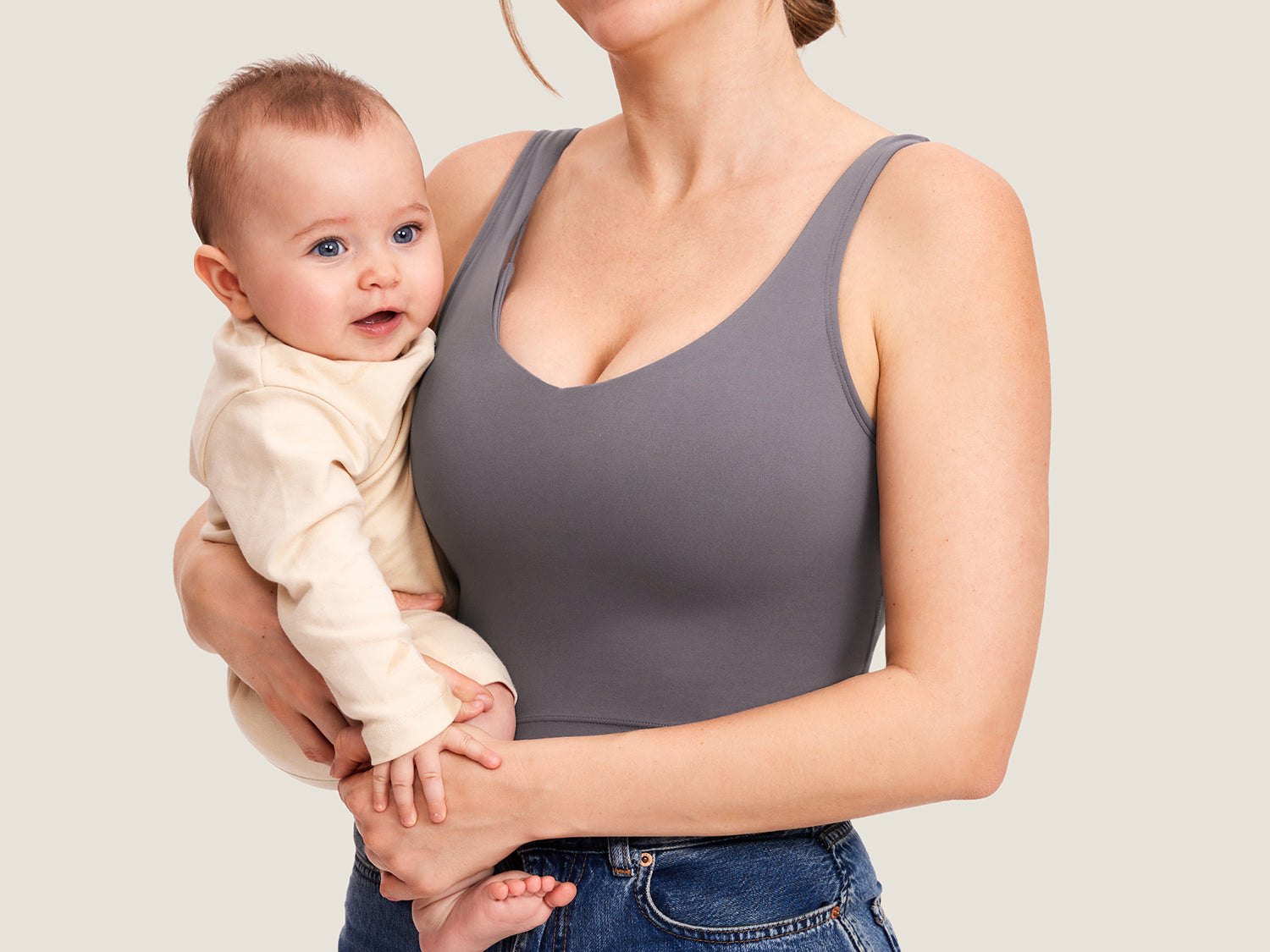 Women's V Neck Nursing Crop Tank Top Tornado @model_info:R1