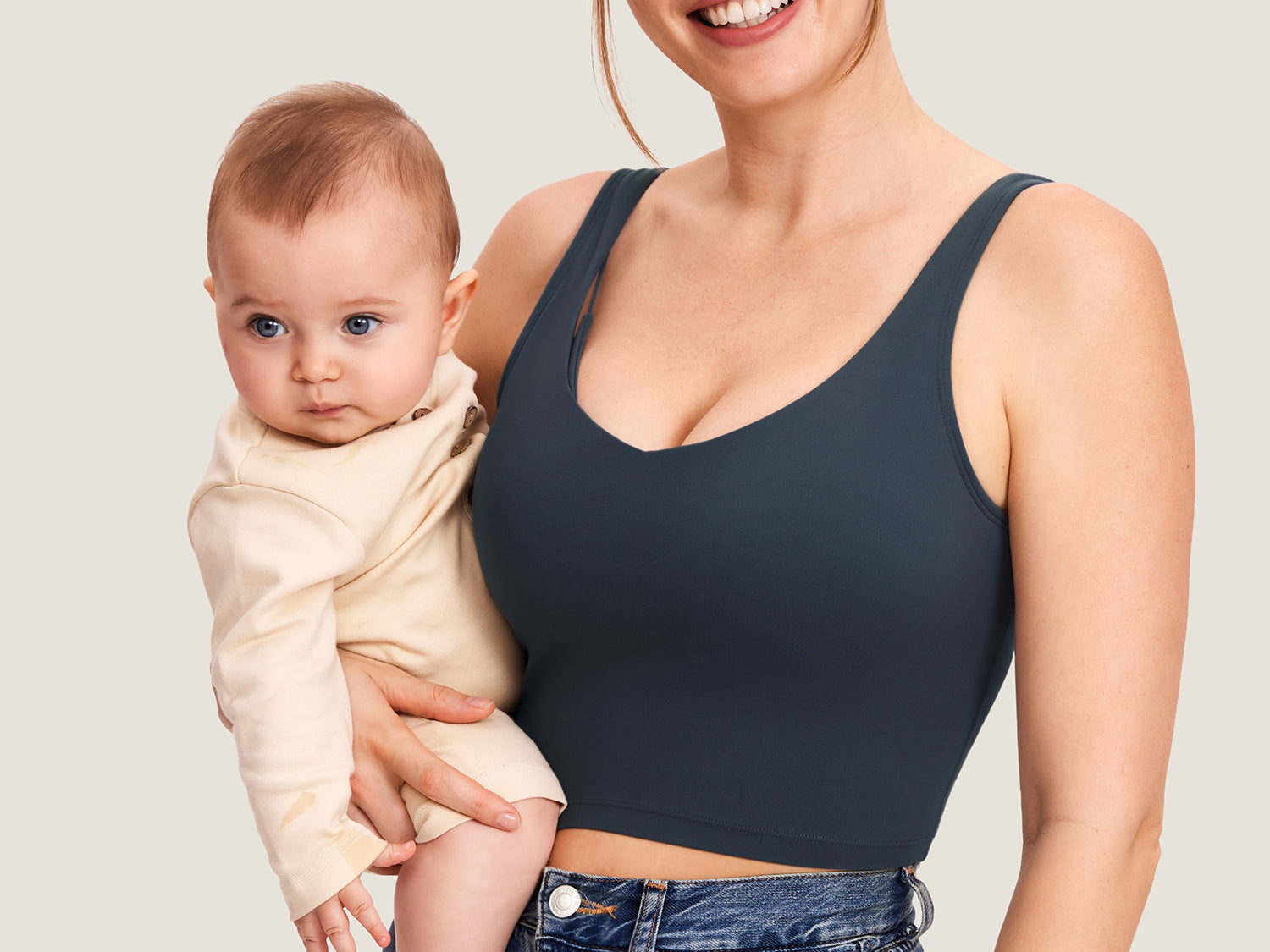 Women's V Neck Nursing Crop Tank Top Twilight Blue