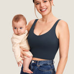 Women's V Neck Nursing Crop Tank Top Twilight Blue @model_info:R2
