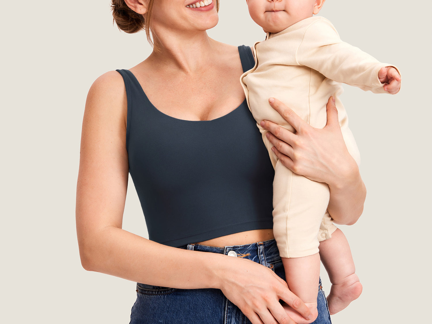Women's V Neck Nursing Crop Tank Top Twilight Blue @model_info:R3