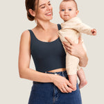 Women's V Neck Nursing Crop Tank Top Twilight Blue @model_info:R3