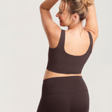 Women's V Neck Nursing Crop Tank Top Mojave Tan