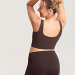 Women's V Neck Nursing Crop Tank Top Hot Fudge Brown @model_info:MOM3