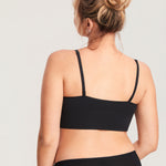 Women's Ribbed V Neck Nursing Bralette Black @model_info:MOM2