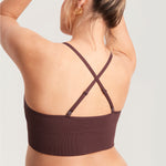 Women's Ribbed V Neck Nursing Bralette Hazelnut @model_info:MOM3