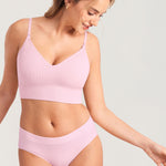 Women's Ribbed V Neck Nursing Bralette Sweet Pink @model_info:MOM2