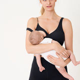 Women's V Neck Nursing Crop Tank Top Black