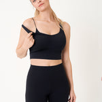 Women's V Neck Nursing Crop Tank Top Black @model_info:Tank