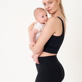 Women's V Neck Nursing Crop Tank Top Black