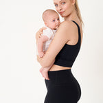 Women's V Neck Nursing Crop Tank Top Black @model_info:Tank
