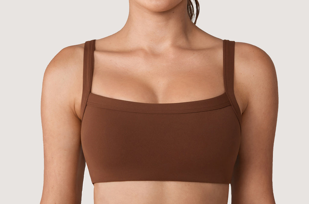 Women's Hugcurve Adjustable Square Workout Bra Mocha Cocoa