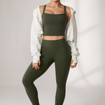 Women's Hugcurve Adjustable Longline Workout Bra Aspen Olive