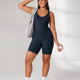 Women's Hugcurve V Neck Workout Romper Twilight Blue