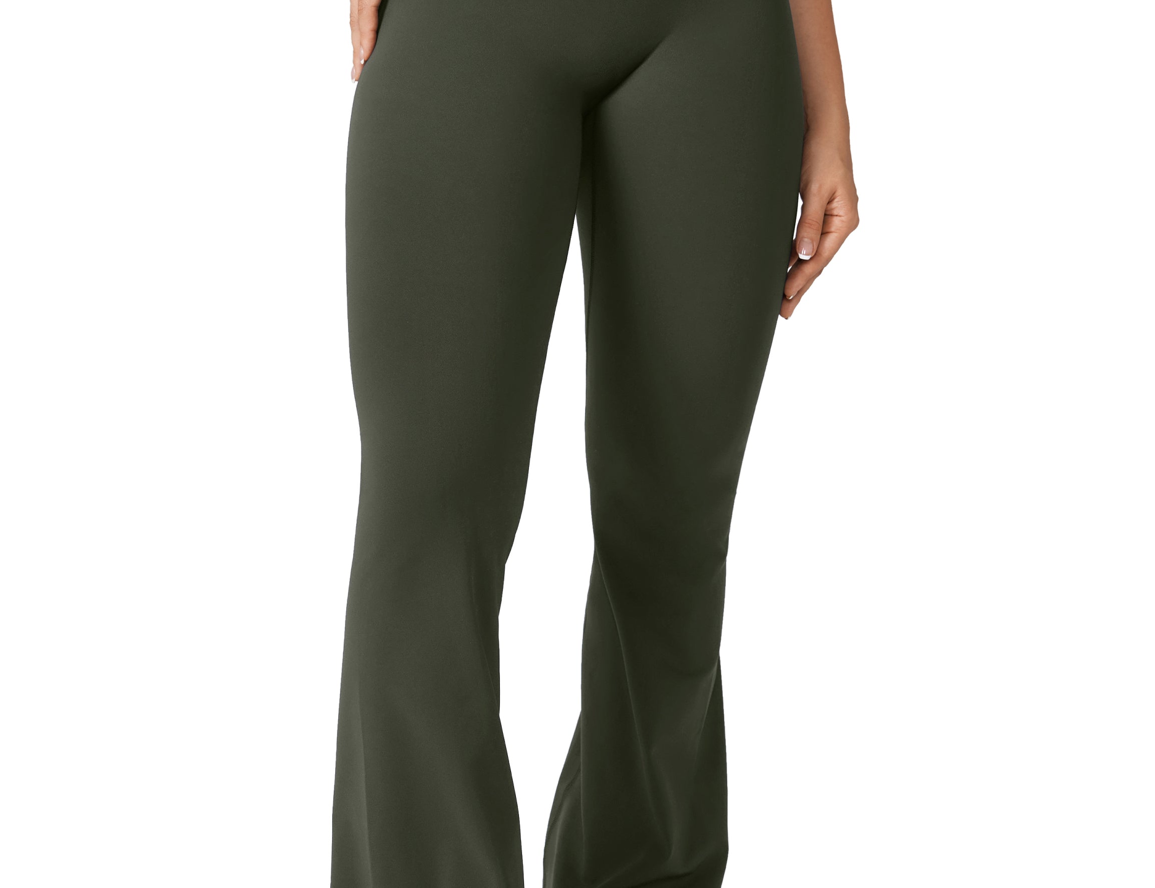 Women's Hugcurve No Front Seam Flare Leggings 33.5'' Aspen Olive