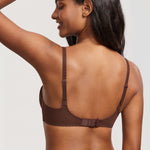 Women's Sexy Mesh Lace Balconette Bra Hazelnut
