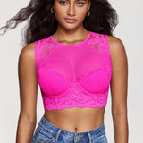 Women's Classic Lacy Mesh Bra Top Bright Fuchsia @model_info:ES1