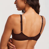 Women's Sexy Mesh Underwire Balconette Bra Hazelnut