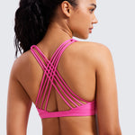 CRZ YOGA Women's Strappy Sports Bras Hibiscus Purple