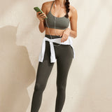 CRZ YOGA Women's Y Back Sports Bra Grey Sage