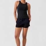 Women's Waist Length Racerback Tank Top Black