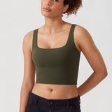 CRZ YOGA Women's Square Neck Longline Sports Bra Lilac Air