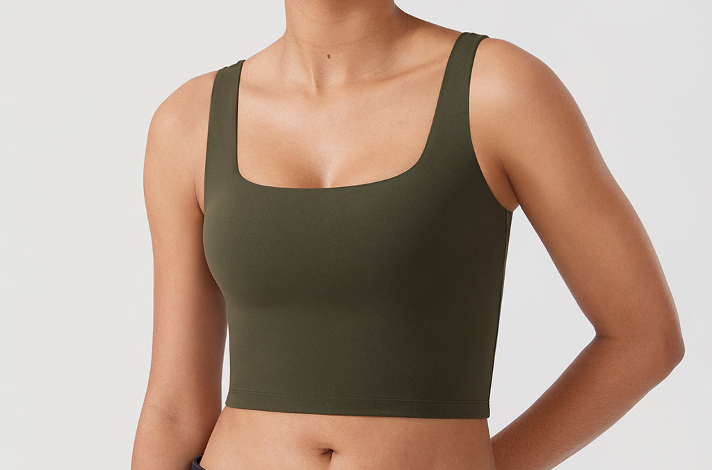CRZ YOGA Women's Square Neck Longline Sports Bra Lilac Air