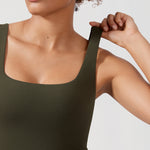 CRZ YOGA Women's Square Neck Longline Sports Bra Ripe Plum