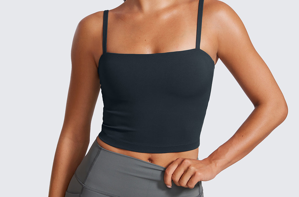 CRZ YOGA Women's Adjustable Longline Sports Bra Taupe