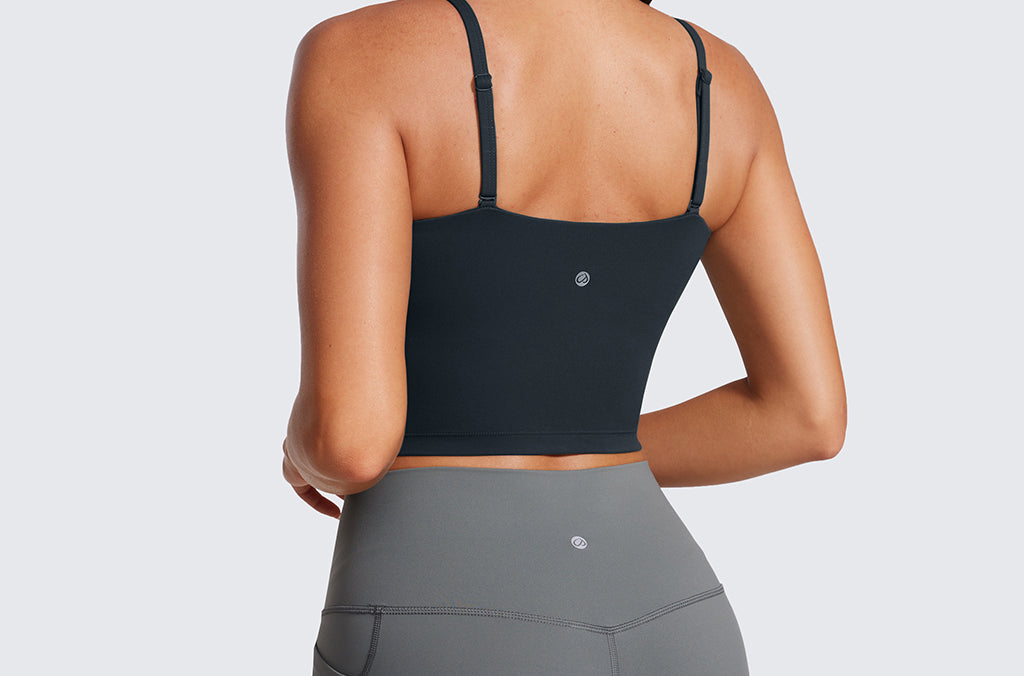 CRZ YOGA Women's Adjustable Longline Sports Bra Black