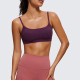 CRZ YOGA Women's Adjustable Spaghetti Straps Sports Bra Black