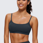 CRZ YOGA Women's Adjustable Spaghetti Straps Sports Bra Black