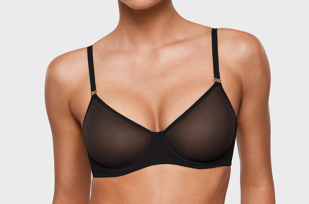 Women's Sheer Mesh Demi Bra Black