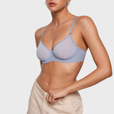 Women's Sheer Mesh Demi Bra Moonlight Blue