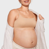 Women's Inbarely® Soft Three Layer Nursing Bralette - Scoop Neck Warm Beige @model_info:ES1