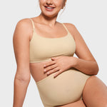 Women's Inbarely® Soft Three Layer Nursing Bralette - Scoop Neck Light Oatmeal @model_info:ES1