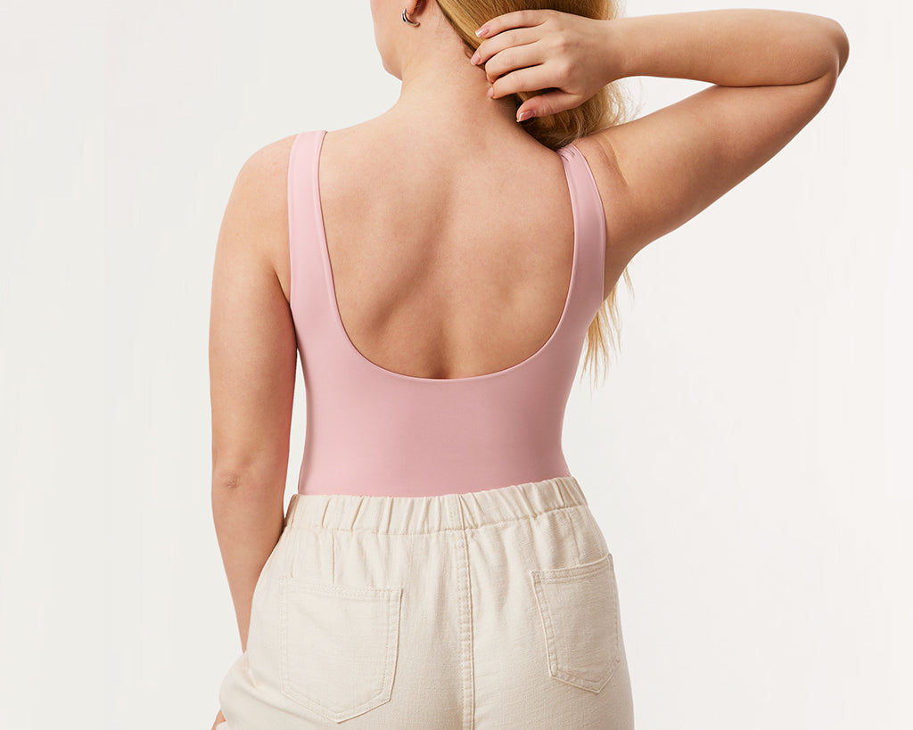 Women's Square Neck Bodysuit Rose Tan