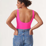 Women's Square Neck Bodysuit Glitter Rose
