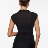 INLYRIC Cosnufy® Sheer Mesh Mock Neck Tank Top Black