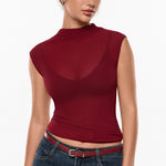 INLYRIC Cosnufy® Sheer Mesh Mock Neck Tank Top Andorra