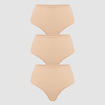 Women's Cozy High Waisted Thongs 3 Pack Warm Beige (3pack)