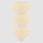 Women's Cozy High Waisted Thongs 3 Pack Light Oatmeal (3pack)