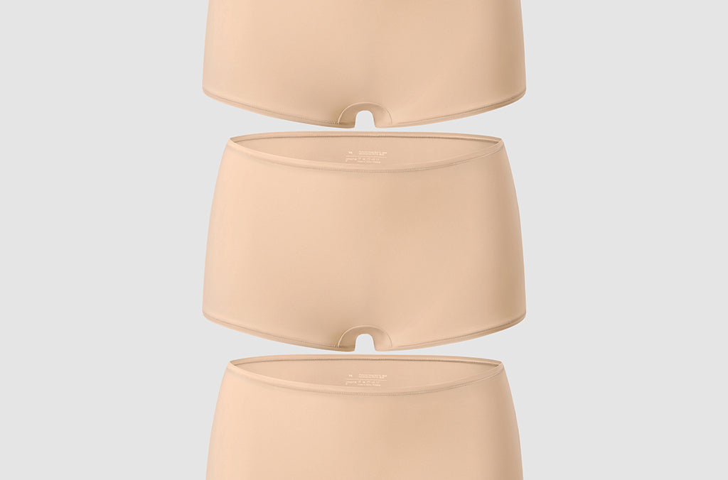 Women's Soft Mid Waist Boy Shorts 3 Pack Warm Beige (3pack)