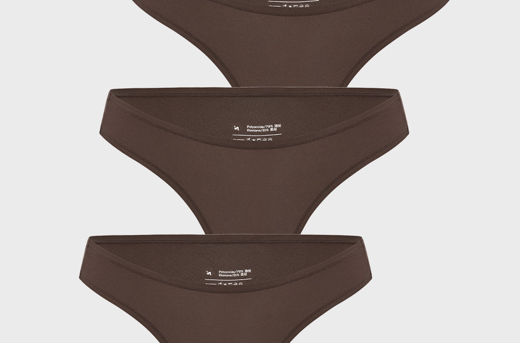 Women's V-shaped Low Rise Thongs 3 Pack Clay Brown (3pack)