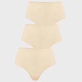 Women's Seamless High Rise Thongs 3 Pack Light Oatmeal (3pack)