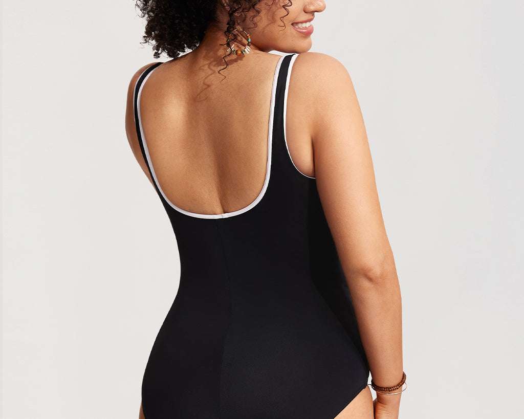 Women's Zipper One Piece Swimsuit Black