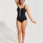 Women's Zipper One Piece Swimsuit Black